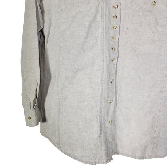 Boston Proper Women's Linen Button Down Long Line Light Weight Shirt Size 10 - Picture 6 of 9